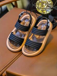 Sandalias planas de playa versátiles y casuales para niños en verano - Negro - Ver 4