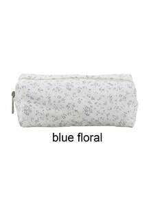 1 件小巧清新的深蓝色花卉图案铅笔盒，优雅风格的学生桌面文具收纳袋，自然风格的学习用品收纳铅笔袋。，铅笔袋，书包 - 深藍 - 查看 11