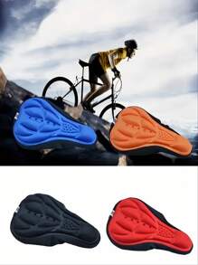1pc Ergonomic 3D Gel Bicycle Seat Cushion - Super Soft, Thick & Comfortable Silicone Pad, Suitable For Mountain And Road Bikes, Breathable Design With Easy Install Drawstring, Non-Slip - Available In Black, Blue, Red, For Pressure Relief & Enhanced Outdoor Cycling Experience | Ergonomic Bike Seat | Random Color Bike Seat With Pad