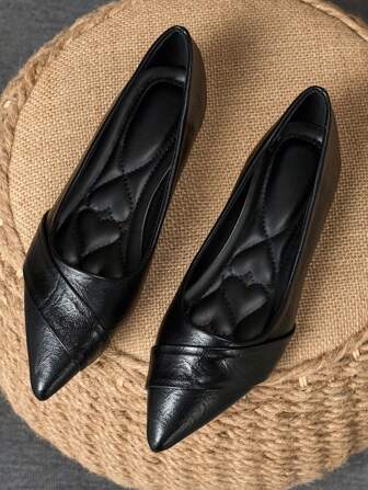 WHDXY 1 双女士平底一脚蹬尖头乐福鞋，休闲上班通勤鞋，四季皆宜