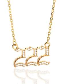 1 件不锈钢水钻镶嵌幸运数字项链，简约天使数字 111-999 微镶嵌吊坠锁骨链，独特设计，高端个性化珠宝适合情侣