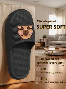 New Style Capybara Water Deer Black Japanese Striped Cartoon Design, Men's All Season Indoor/Outdoor Slippers For Home, Bathroom, Beach, Made Of EVA Anti-Slip Anti-Odor Antibacterial Breathable Soft Comfortable, Unisex Fashionable Casual Slides
