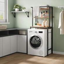 EUGAD Scaffale Sopra Lavatrice A 3 Livelli Mobile Sopra WC Autoportante With Asta Di Sospensione Mobile Sopra Lavatrice Per Bagno Or Lavanderia 67x40x162cm - Gỗ sồiLight+Đen - Xem 7