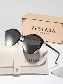 1 副女士金属猫眼镜时尚眼镜，别致优雅复古简约偏光时尚眼镜适合徒步旅行、骑自行车、露营、海滩、度假，配有精美包装 - 彩色 - 查看 15