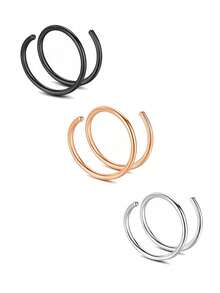 1/3/5Pcs/1Set Women's Bilayer Piercing Nose Ring Lip Ring Gold/Black/Silver/Color/Rose Gold Stainless Steel Piercing Nose Ring Body Jewelry