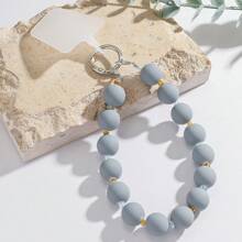 1pc New Macaroon Color Acrylic Bead Lanyard Wrist Strap, Short Wrist Strap Phone Hanging Rope Shockproof Wristlet For Phone Case