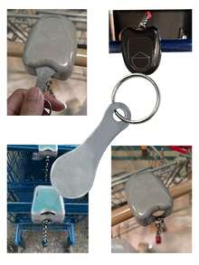 1个不锈钢购物车钥匙扣，适用于超市手推车