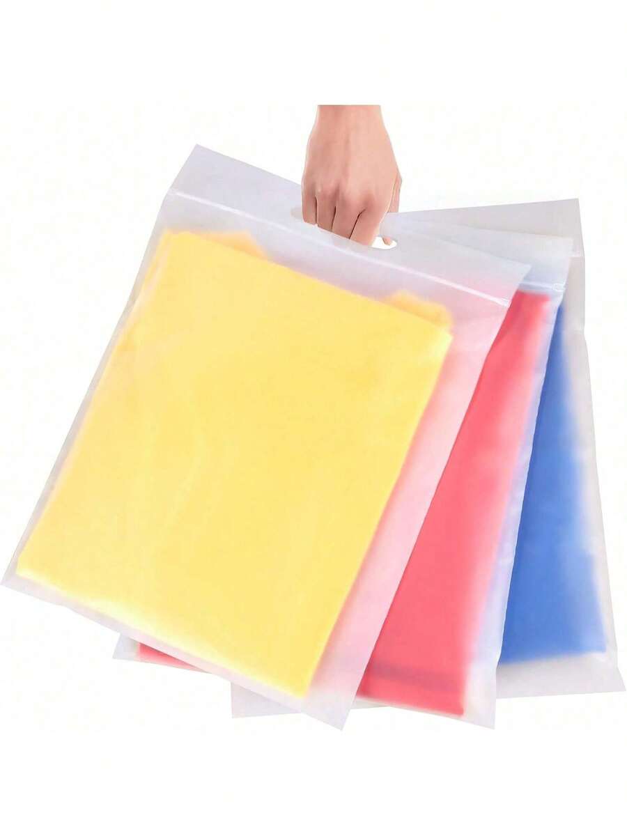 T Shirt Bags 11x14 Inch 100 Pack Clear Shirt Packaging Bags Frosted Shirt Bags For Small Business Zipper Shipping Bags With Handle - Transparent - View 1