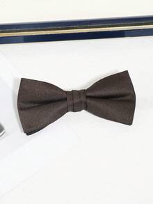 1pc Men Fashionable Solid Color Simple Plaid Textured Double Layer Bowknot, Suit For Banquet, Wedding, Party, Festival Styling Men Necktie