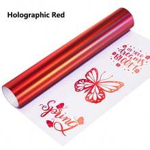 8 Colors Holographic Heat Transfer Vinyl, 30.4X50CM/12'' X19.6'', Glossy Rainbow Permanent Vinyl Metallic Foil HTV Vinyl Roll For T-Shirts, Bag, Home Decal, Window, Clothing, Holiday Party Decal, Chrome Iron On Vinyl, Easy To & Transfer - Multicolor - View 17