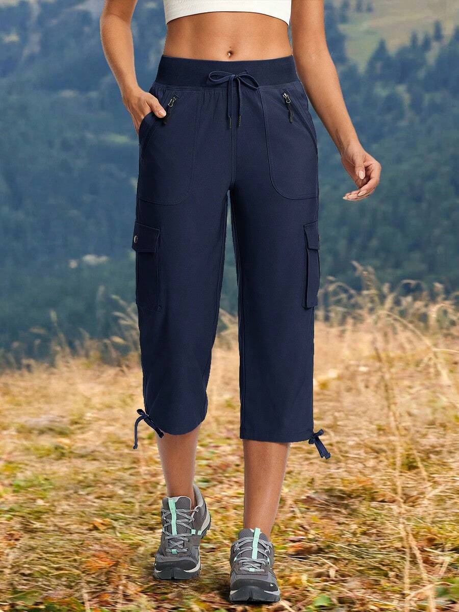 Women's Hiking Cargo Capris UPF 50+ Lightweight Quick Dry Cargo Capri Pants With 8 Pockets Workout Casual - 藏青色 - 查看 1