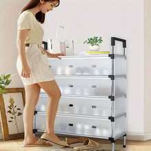 5/6/7 Tier Cabinet Storage Organiser Shoe Rack Stand Holder W/ Dust-Proof Cover - 7 Tier - View 4