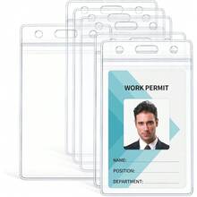 Uniclife 6 Pack Vertical ID Badge Holder - Waterproof Clear Sleeve Case Cover - Heavy Duty Protector Pouch With Resealable Zip For Proximity Key, Driver's License And Credit Cards - 6 PCS-Vertical - View 8