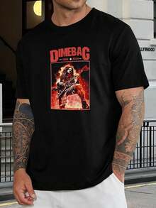 Camiseta de Dimebag Darrell - Mercancía Oficial de Pantera - Camiseta de Música Metal - Camiseta con Gráfico de Leyenda de la Guitarra - Camiseta Casual de Algodón Cómoda - Regalo de Música Rock para Hombres y Mujeres - Negro - Ver 1