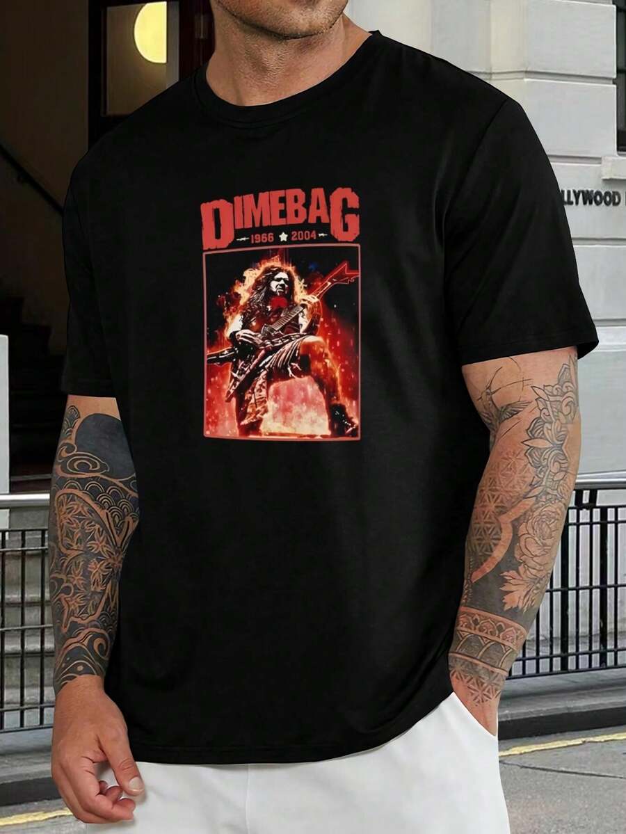 Camiseta de Dimebag Darrell - Mercancía Oficial de Pantera - Camiseta de Música Metal - Camiseta con Gráfico de Leyenda de la Guitarra - Camiseta Casual de Algodón Cómoda - Regalo de Música Rock para Hombres y Mujeres - Negro - Ver 1