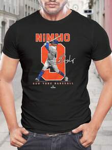 Camiseta de béisbol de Nimmo New York Mets - Camiseta oficial de jugador de la MLB - Para hombre y mujer - Mezcla de algodón cómoda - Regalo para fanáticos - Camisetas de béisbol de moda - Negro - Ver 1