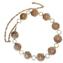 镂空波西米亚风腰链，时尚可调节腰带，金属装饰，女士派对，菱形格纹，街头风，锌合金材质，适合万圣节、婚礼、春夏秋冬等场合。 - 古金色 - 查看 3