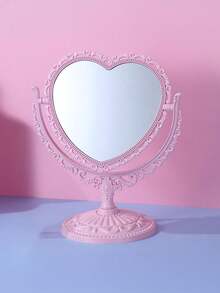 1pc Elegant European Style Double-Sided Makeup Mirror(Plastic Housing), Design And Decoration Craftsmanship, Desktop Love Double-Sided Makeup Mirror, Valentine'S Day Wedding, Birthday Party, Bathroom Accessories, Retro Decoration, Home Dressing Mirror, Room Decoration Aesthetics, Home Decor - Multicolor - View 13