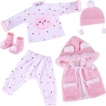 Babeside 5 Pcs Reborn Doll Clothes Set - Winter Accessories With Hats, Socks For 17-22 Inch Dolls, Pink - Hồng - Xem 1