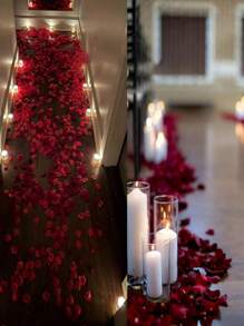 500 Pieces Of Exquisite Red Artificial Rose Petals, Suitable For Romantic Nights, Weddings, Events And Valentine's Day Decorations