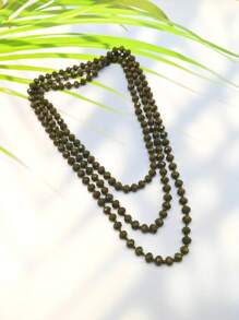 1pc 1.5m Long Crystal Beads Knotted Multi-Layer Simple Daily Wear Necklace For Women