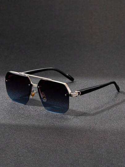 1 件男士时尚横梁飞行员时尚眼镜，新款时尚半框驾驶骑行眼镜