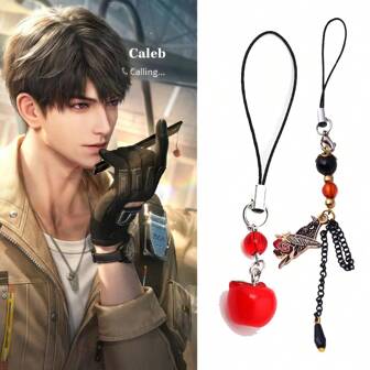 一爱一深空红苹果包包挂件时尚可爱水果手机链男女派对配饰送给朋友和家人的最佳礼物，情侣钥匙扣，包包挂件，手机链，黑乌鸦红玫瑰包包挂件时尚串珠可爱动物手机链