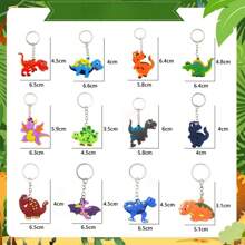 12 Stücke Dinosaurier Themen Schlüsselanhänger, Dinosaurier Party Gastgeschenke, Geburtstagsparty Kleine Geschenke, Hochzeitsgäste Souvenirs, zufällige Farbe