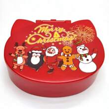 صندوق مجوهرات مطبوع عليه قطة بأذنين مع مرآة ، مناسب لتخزين وتعبئة المجوهرات والمستحضرات التجميلية ، صندوق هدايا عيد الميلاد الاحتفالي