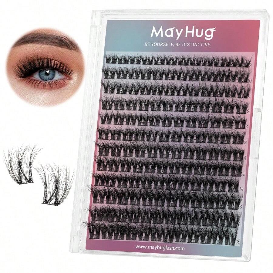 Pestañas Lash Clusters DIY Eyelash Extensions 144 Clusters Lashes D Curl 3D Eyelash Clusters Extensions Wispy Lashes Cluster UltraSoft Er Light DIY At Home Prism - 纖細棱鏡 - 查看 1
