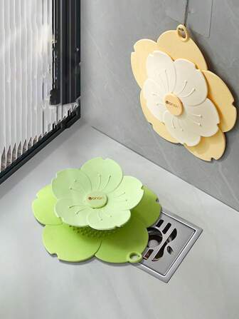1 pezzo Copertura deodorante per scarico a pavimento in silicone, design creativo a fiore di loto, guarnizione di tenuta per insetti per bagno, copertura per scarico di lavandini a prova di odore, scarico da cucina, accessori per bagno di camper, protezioni per scarichi domestici, adattatore universale, prodotti per la casa
