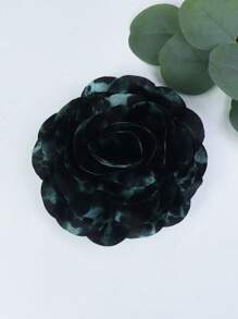 15cm Exaggerated Vintage Leopard Print Luxurious Fabric Multi-Layered Rose Camellia Flower Brooch For Women, High-End