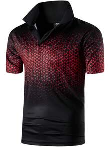 jeansian 1pc Boyfriend Style Men's Black And Red Sports Polo Shirt, Zip-Up T-Shirt With Short Sleeves, Slim Fit, Quick-Drying, Suitable For Tennis, Golf, And Bowling LSL358
