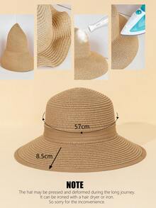 Fashion Straw Hat, Sun Hat, Casual Bowknot Decor Hat For Women, UV Protection, Suitable For Outdoor, Beach, Lightweight And Stylish