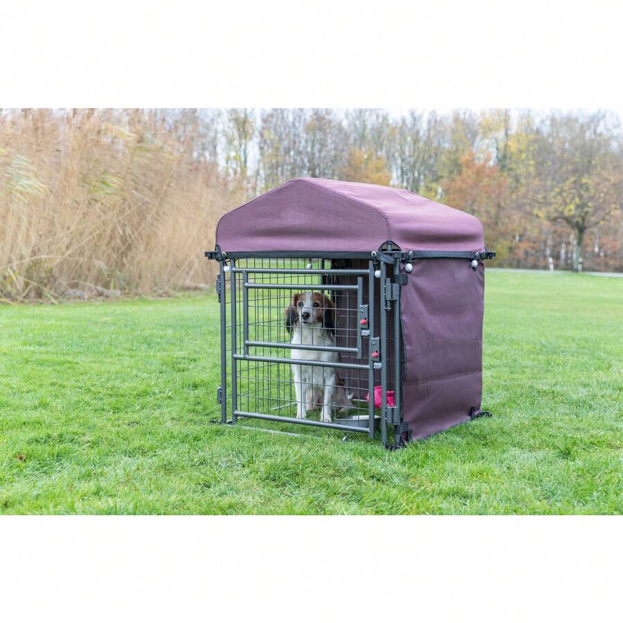 Dog Kennel Sunshade, All-Weather Side Panel, Fits 2.5x2.5x3-FT Kennel, Burgundy - 酒紅色 - 查看 1