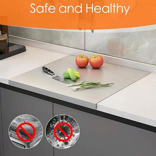 1pc L-Shaped Folding Chopping Board Stainless Steel Double-Sided Chopping Board Kitchen Household Fruit Cutting And Kneading Panel