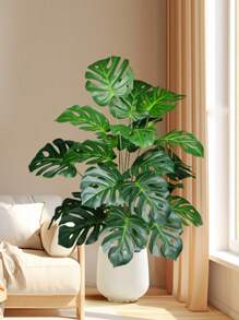65cm Large Artificial Plants Fake Monstera Tree Plastic Palm Leaves Green Turtle Leafs Floor Tree Branch Without Pot 18 Leaves Tropical Banana Tree For Home Garden Kitchen Party Decor