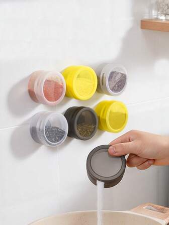3pcsMagnetic Seasoning Box, Household Refrigerator, Magnetic Wall Mounted Seasoning Can, Kitchen Spice Sealed Storage Box, Transparent Seasoning Box
