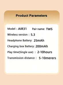 MEIYIXING DIGITAL TECHNOLOGY MEIYIXING Wireless Headphones With LED Power Display, Mini Crystal In-Ear Headphones, With Wireless Charging And Touch Control, Built-In Microphone, Sports Headphones, Waterproof Headphones. Christmas/Gifts/New Year's Day