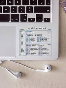 1pc Transparent Laptop Excel Shortcut Sticker, Convenient Quick Reference, Good Office Assistant, Easy To Stick, 3.93*3.54 Inch