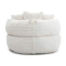 Giant Bean Bag Chair With Ottoman, Memory Foam Filled Corduroy Gaming Chair,With Pedals,Faux Fur Shell-Shaped Lounge Chair - Floor Sofa For Living Room, Home Theater, Play Zone - & Non-Slip Base,Very Suitable For Bedrooms, Living Rooms, Game Rooms, Study Rooms, Offices, Or Apartments. - A-米色(燈芯絨) - 查看 8