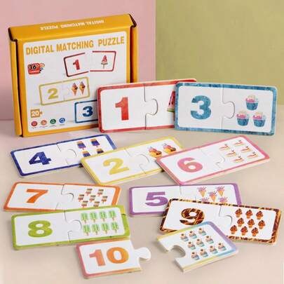 Kids Math Learning Number Matching Puzzle Toys, Number Recognition, Quantity Pairing, Home Math Early Education Toys, Numeracy Development Puzzle Toys, For 2-5 Years Old Children, Children's Day Gift, Preschool Gift