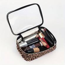 1pc Portable Leopard Print Makeup Bag, Toiletry Bag, Unisex Fitness Storage Pouch Make Up Bag - Multicolor - View 5
