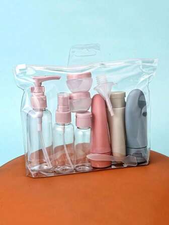 1pc/3pcs/11pcs Travel Refillable Bottle Set Spray Lotion Shampoo Shower Gel Tube Bottling Cosmetic Empty Liquid Container Portable Tool Refill