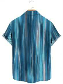 Plus Size Men's Colorblock Single-Breasted Casual Summer Fashion Shirt 032