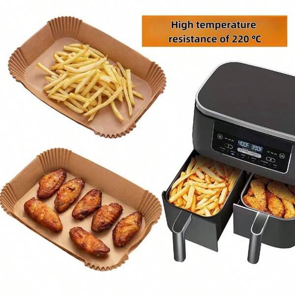 100/200pcs, Disposable Air Fryer Liners Paper (5.5''x8.6''), Rectangular Paper Air Fryer Liner Pots, Paper Basket Bowls, Baking Trays, Oven Accessories, Baking Tools, Kitchen Gadgets, Kitchen Accessories