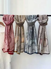 FADZOYLE 1 Stück 180*90CM Boho Stil Schal mit Paisley Geometrisches Muster, Umschlagtuch und Wrap Cape, Hidschab Bandana Kopf Wickel, Abayas Accessoires, Strandüberwurf Sarong, Sonnenschutz, leichte, große, elegante Modeschal Kollektion aus satiniertem Seidengefühl, Geschenk, Reise, Hochzeit, Braut