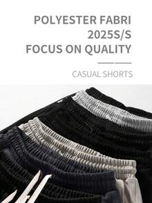 Men's Summer Casual Sports Shorts Mountaineering Side Split Shorts Casual Comfortable Fashion Men's Elastic Waist Solid Color Shorts - Sports Pants Great For Outdoor Travel, Sports, Fitness | Holiday Gifts - 卡其色 - 查看 4