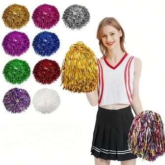 1/2pcs Cheerleading Team Holding Fluffy Ball Ribbon,Dance Performance Props, Square Dance Games Props, For Football, Basketball, Football And Sports Performances, Team Sports, Dance And Cheer Cheer Props