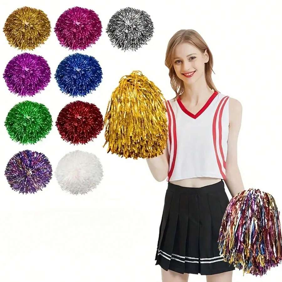 1/2pcs Cheerleading Team Holding Fluffy Ball Ribbon,Dance Performance Props, Square Dance Games Props, For Football, Basketball, Football And Sports Performances, Team Sports, Dance And Cheer Cheer Props